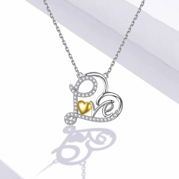 Classic Heart Necklace 925 Sterling Silver Ture Love CZ Necklace - Picture 3 of 8